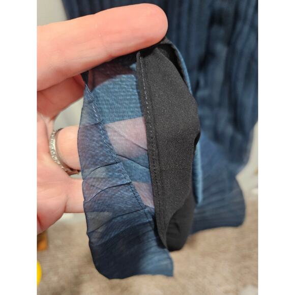 Elie Tahari Sleeveless Maxi Chiffon Pleated Navy Blue Formal Evening Dress Sz 6 - Picture 7 of 10